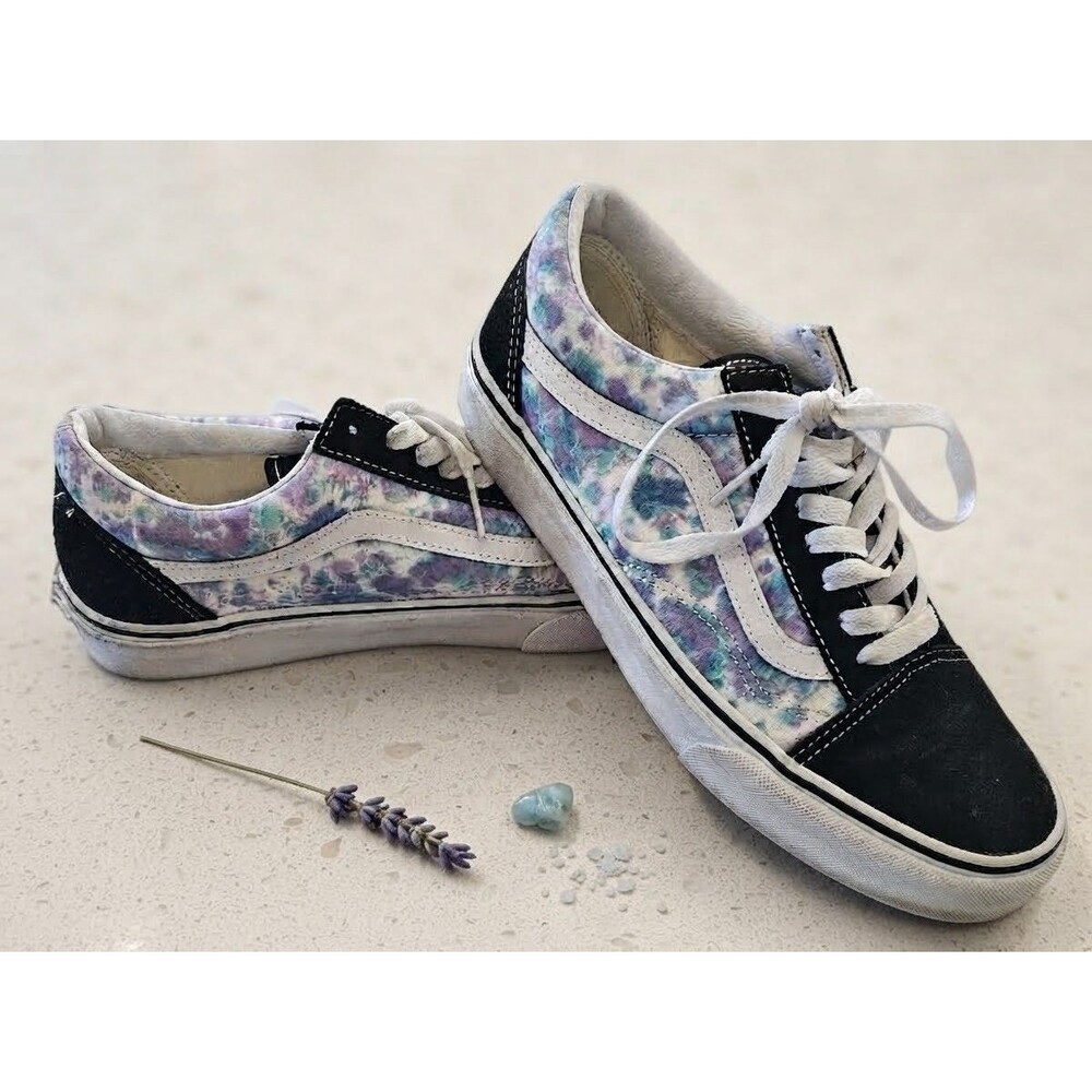 Vans Old Skool Black Floral Canvas Suede Sneakers Womens 10 Mens 8.5 Low Skate